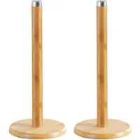 Blokker 2x Keukenpapier Houder Bamboe Hout 14 X 32 Cm - Keukenrolhouders