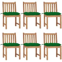 vidaXL Tuinstoelen 6 st met kussens massief teakhout