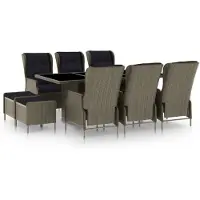 vidaXL 9-delige Tuinset met kussens poly rattan bruin