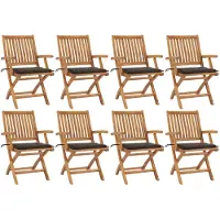 vidaXL Tuinstoelen 8 st inklapbaar met kussens massief teakhout