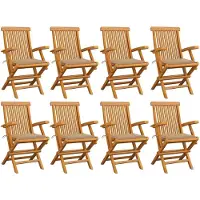 vidaXL Tuinstoelen 8 st met beige kussens massief teakhout