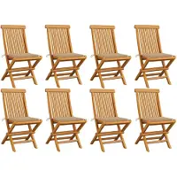 vidaXL Opklapbare stoelen met beige kussens, 8 stuks, massief teakhout