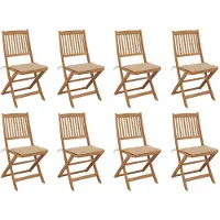 vidaXL Tuinstoelen 8 st inklapbaar met kussens massief acaciahout