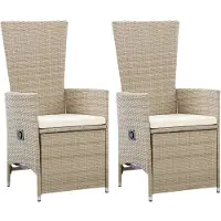 vidaXL Tuinstoelen 2 st verstelbaar met kussens poly rattan beige