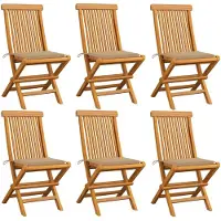vidaXL Tuinstoelen 6 st met beige kussens massief teakhout