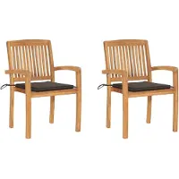 vidaXL Tuinstoelen 2 st met taupe kussens massief teakhout