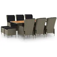vidaXL 9-delige Tuinset met kussens poly rattan bruin