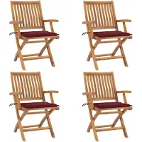 vidaXL Tuinstoelen 4 st inklapbaar met kussens massief teakhout