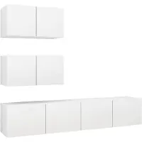 vidaXL 4-delige Tv-meubelset bewerkt hout wit