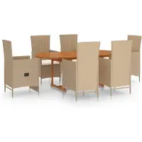 vidaXL 7-delige Tuinset poly rattan beige