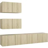 vidaXL 4-delige Tv-meubelset bewerkt hout sonoma eikenkleurig