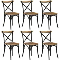vidaXL Kruisstoelen 6 st massief mangohout zwart