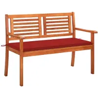 vidaXL Tuinbank 2-zits met kussen 120 cm massief eucalyptushout