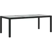 vidaXL Tuintafel 190x90x75 cm gehard glas en poly rattan black