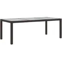vidaXL Tuintafel 190x90x75 cm gehard glas en poly rattan bruin