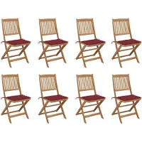 vidaXL Tuinstoelen 8 st inklapbaar met kussens massief acaciahout