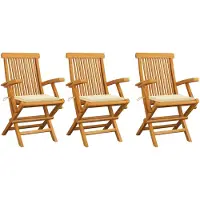 vidaXL Inklapbare stoelen 3 st met crèmekleurige kussens