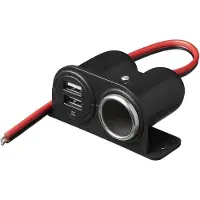 Proplus Opbouw sigarettenaanstekerdoos met 2 USB-poorten - 12V/24V - zwart - kunststof en staal