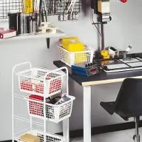 Metaltex Opbergrek met Wielen + 4 Manden 83x38x30 cm Wit