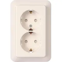 Kopp Rivo tweevoudige wandcontactdoos | voor inbouw in enkele inbouwdoos | met randaarde | helder wit