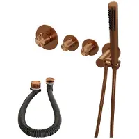 Brauer Inbouwthermostaatset Copper Carving Incl Staafhanddouche En Badafvoer Geborsteld Koper