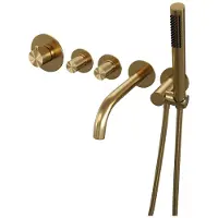 Brauer Gold Carving inbouw badkraan met staafhanddouche geborsteld messing PVD