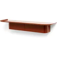 HAY Wandplank Korpus Shelf Brick Red Powder Coated Aluminium Large 7 Hooks