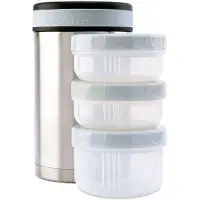 Laken Food Container Thermos 1,5 Liter , geïsoleerde roestvrij stalen thermos voor voedsel, met 3kleinere binnencontainers, moderne Tiffin