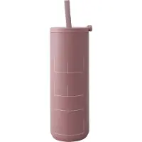Design Letters Travel Life thermosfles met rietje 50 cl Ash rose