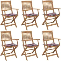 vidaXL Tuinstoelen 6 st inklapbaar met kussens massief acaciahout