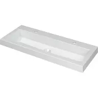 Ink Dock wastafel Polystone met 2 kraangaten 6x100x40cm Glans wit