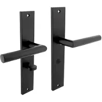 Intersteel Deurkruk Bastian op schild met toilet-/badkamersluiting 63/8 mm - mat zwart
