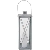 Fancy flames Zilveren tuin lantaarn/windlicht van zink 19,8 x 19,8 x 51,3 cm - Lantaarns