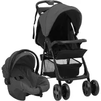 Möbelando Kinderwagen 3-in-1 staal donkergrijs en zwart