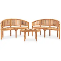 vidaXL 3-delige Loungeset banaanvormig massief teakhout