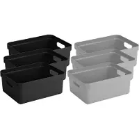 Sunware Set Van 6x Stuks Opbergboxen/opbergmanden 24 Liter Kunststof Zwart En Grijs - Opbergbox