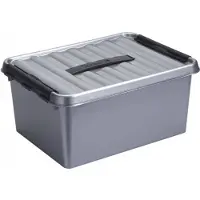 Sunware 8x Opberg Box/opbergdoos 15 Liter 40 Cm Zilver/zwart - A4 Formaat Pslagbox - Opbergbak Kunststof