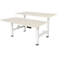Sedero Elektrisch verstelbaar duo bureau - 140x80 cm - Two dual motor - Wit / Licht eiken