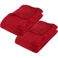 Atmosphera Fleece deken of plaid harig - 2x - rood - 130 x 180 cm - polyester - Bankdeken - Fleece plaid