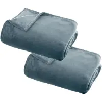 Atmosphera Plaid deken - 2x - ijsblauw - polyester - 130 x 180 cm - Bankdeken - Fleece plaid