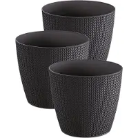 Prosperplast Plantenpot - Set van 3x stuks - antraciet - kunststof - D22 x H19 cm - Stijlvol - buiten/binnen