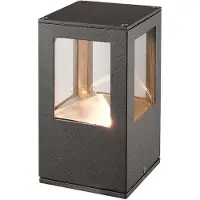 LUCANDE Sokkellamp buiten Nicola, zwart, Aluminium, Modern, LED buitenlamp