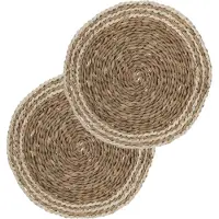 Secret De Gourmet ronde tafel placemat - Set van 6x stuks - zeegras naturel - 38 cm - Tafel onderleggers