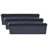 Prosperplast Plantenbak Ratolla - 3x - grijs - 50x17x15 cm - 8L - bloemenbak