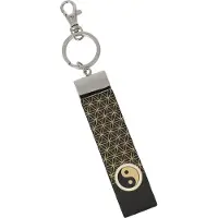 Goebel - Lotus | Sleutelhanger Yin Yang zwart | Kunstleer - 16cm