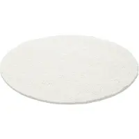 Muratap Basic rond shaggy vloerkleed creme hoogpolig- 120 cm rond