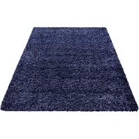 Muratap Basic shaggy vloerkleed donker blauw hoogpolig- 80x250 cm