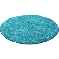 Muratap Basic rond shaggy vloerkleed turquoise hoogpolig- 160 cm rond