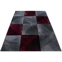 Muratap Plus vloerkleed laagpolig tapijt woonkamer grijs / rood- 160x230 cm