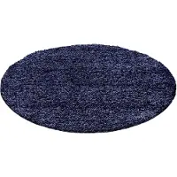 Muratap Basic shaggy vloerkleed donker blauw hoogpolig- 200 cm rond